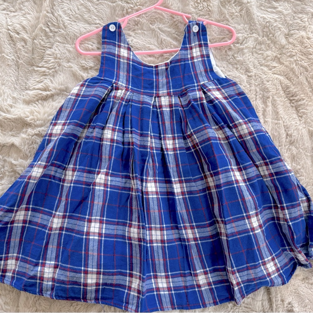 Sweethoney plaid jumper tunic set with long sleeve blouse, blue and red, size 4t - Picture 2 of 5